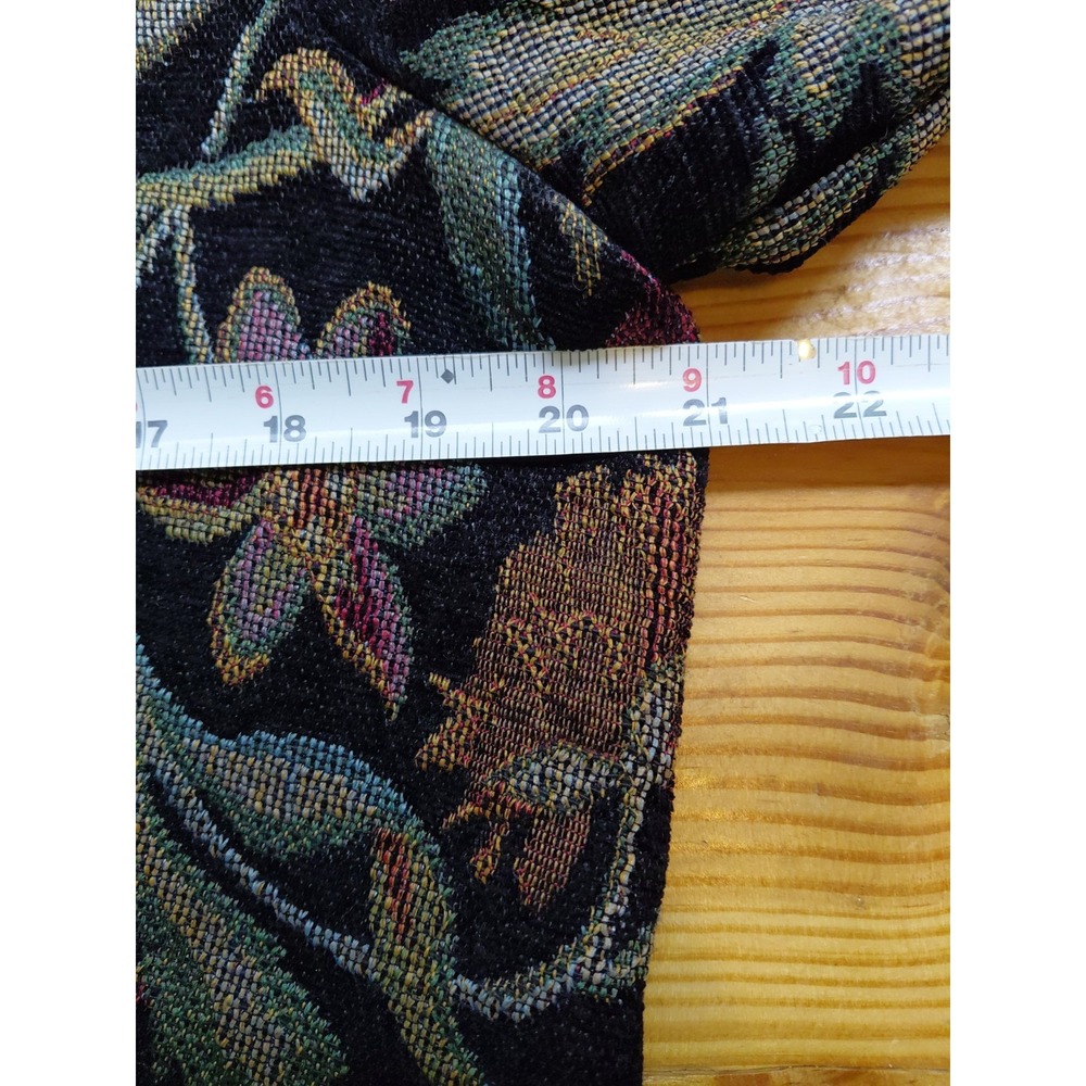 Women's Vintage PORTRAIT Tweed  Black Floral Tapestry Jacket Boho Art To Wear L - Picture 6 of 9